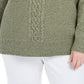 Karen Scott Women's Cable Knit Panel Sweater Green Size Small