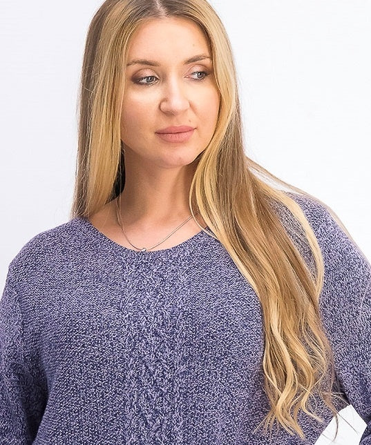Karen Scott Women's Cable-Knit Panel Sweater Purple Size Medium