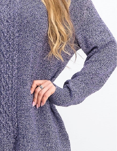 Karen Scott Women's Cable-Knit Panel Sweater Purple Size Medium