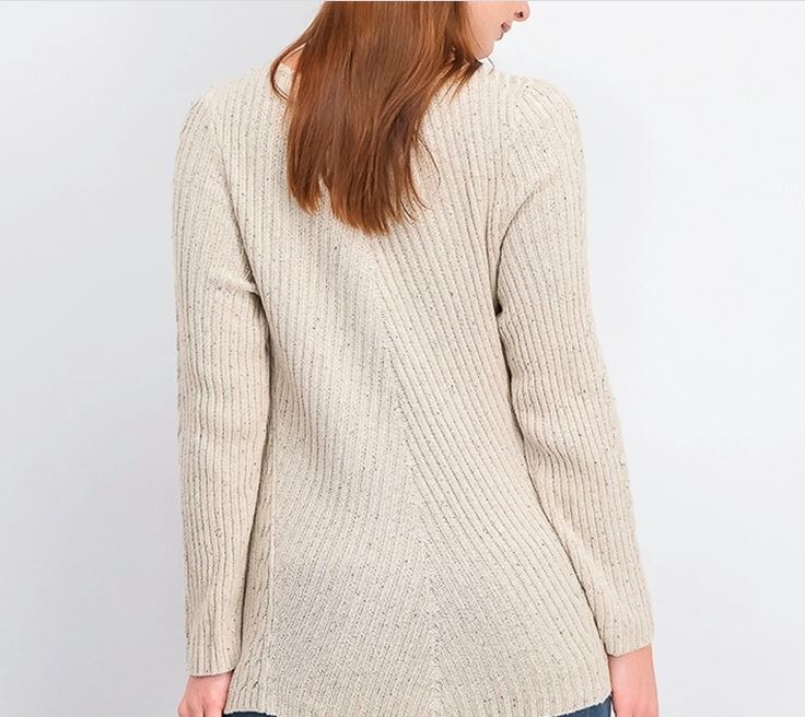 Style & Co Women's Scalloped Hem Ribbed Knit Sweater Beige Size Small