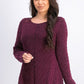 Style & Co Women's Scalloped Hem Ribbed Knit Sweater Dark Red Size Large