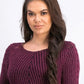 Style & Co Women's Scalloped Hem Ribbed Knit Sweater Dark Red Size Large
