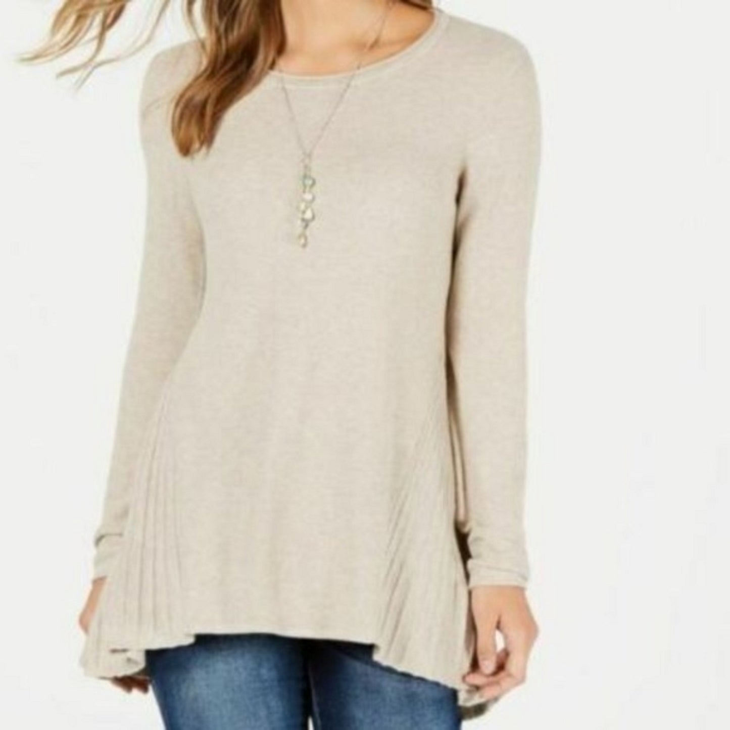 Style & Co Women's  High-Low Tunic Sweater Beige Size XX Large