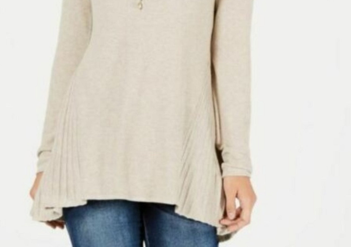 Style & Co Women's  High-Low Tunic Sweater Beige Size XX Large