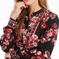 Charter Club Women's Printed Banded-Collar Blouson Top Red Size Small
