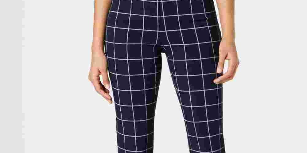 Charter Club Women's Windowpane Pants Blue Size 8