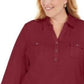 करेन स्कॉट महिलाओं के लिए कॉटन 3/4 स्लीव पोलो टॉप लाल साइज़ 1X