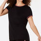 Ideology Women's Blanket-Stitch Drop-Hem T-Shirt Black Size Small