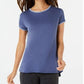 Ideology Women's Blanket Stitch Drop Hem T-Shirt Blue Size X-Large