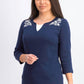 Karen Scott Women's Embroidered Cotton Layered-Look Top Blue Size Petite Small