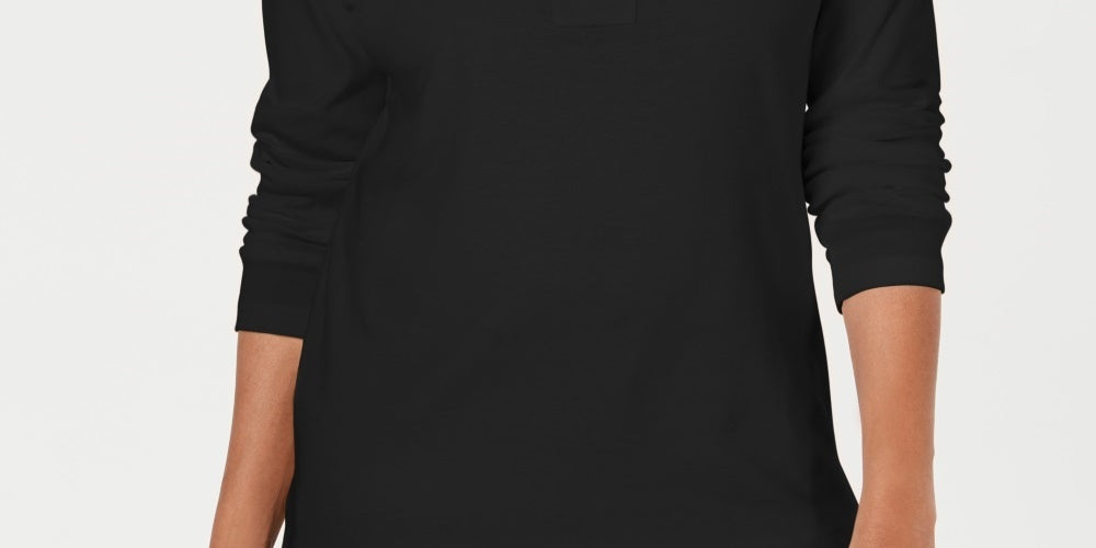 Karen Scott Women's Cotton Lace-Up Top Black Size X-Small