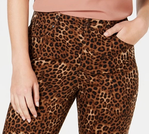 Charter Club Women's Petite Printed Lexington Straight-Leg Jeans Brown Size 8 P