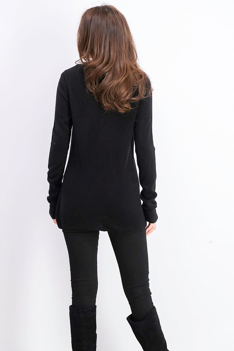Karen Scott Women's Button-Shoulder Sweater Black Size Large