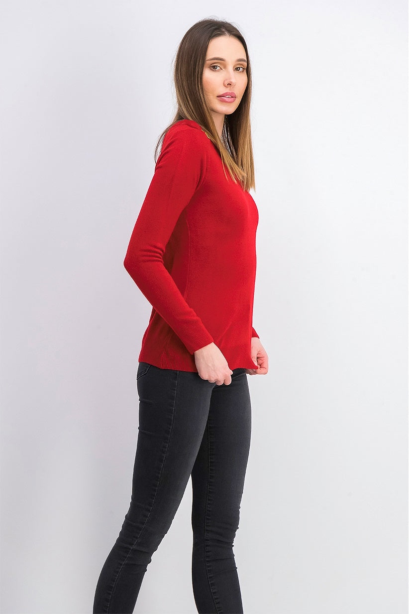 Karen Scott Women's Petite Button-Shoulder Sweater Red Size Petite