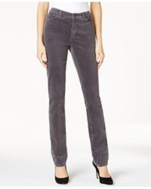 Charter Club Women's Lexington Corduroy Tummy-Control Pants Dark Gray Size 16