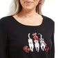 Karen Scott Women's Cotton Festive Catwalk Top Black Size Medium