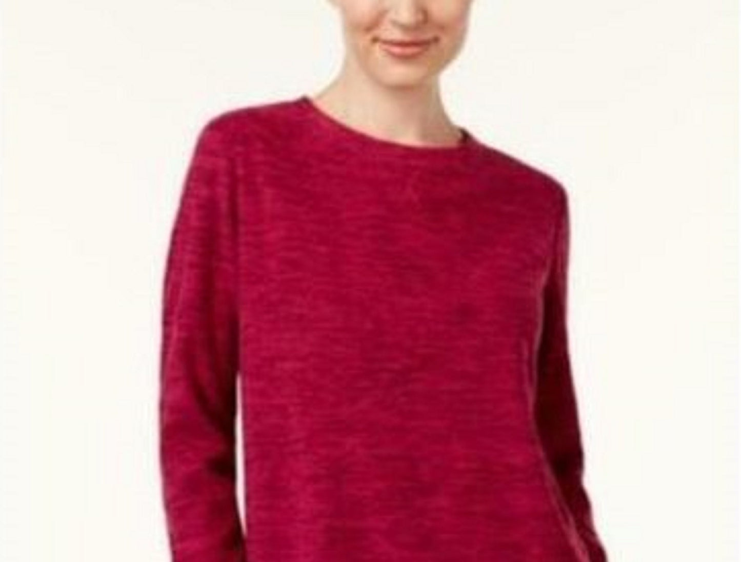 Karen Scott Women's Sport Space-Dye Microfleece Top Red Size Large
