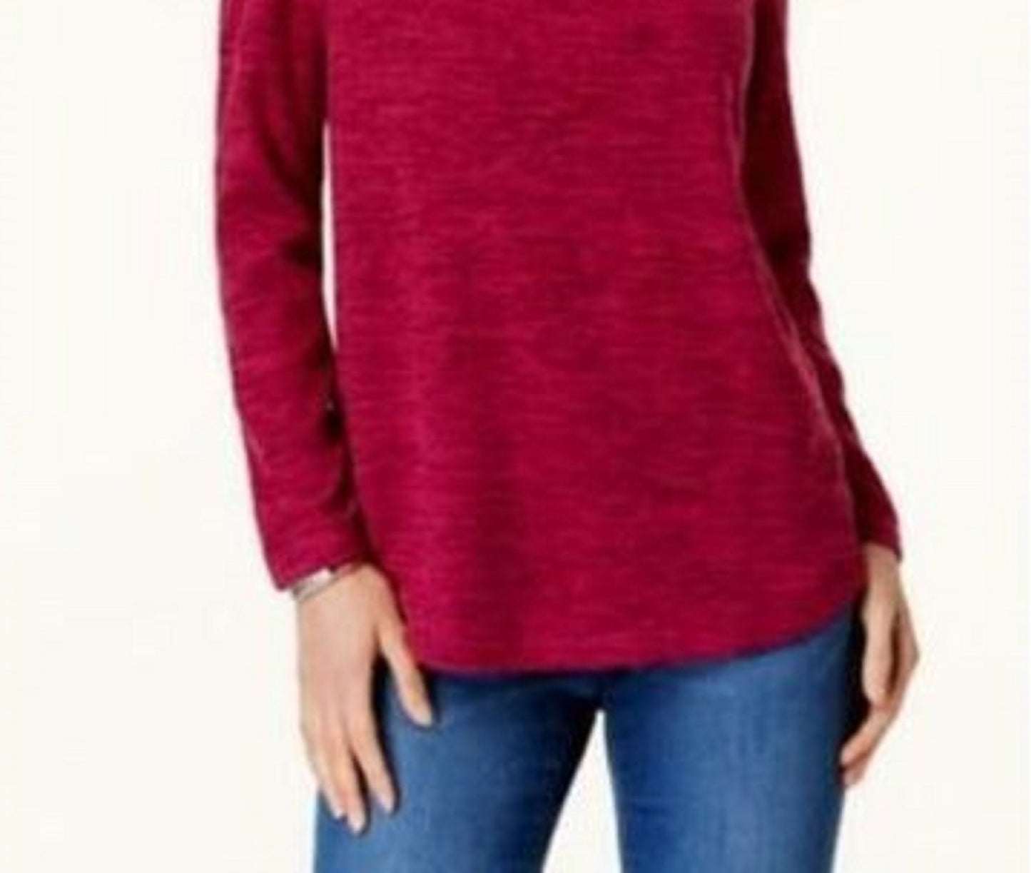Karen Scott Women's Sport Space-Dye Microfleece Top Red Size Large