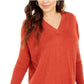 Style & Co Women's V-Neck Tunic Sweater Dark Red Size Small
