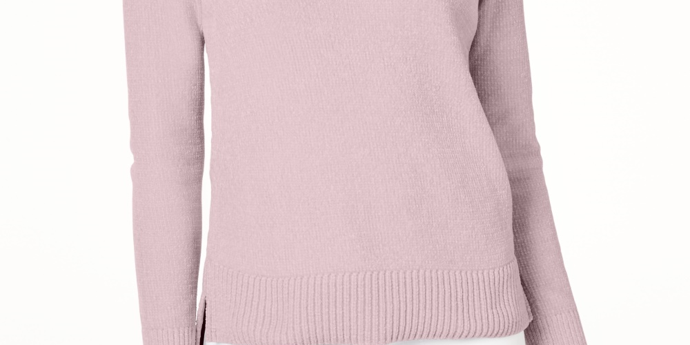 Maison Jules Women's Chenille V Neck Sweater Pink Size X-Large