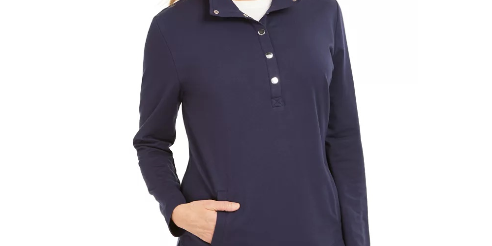 Karen Scott Women's Sport Mock Neck Vented Hem Top Red Size X-Small