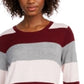 Maison Jules Women's Color Block Long Sleeve Jewel Neck T-Shirt Sweater Wine Size Medium