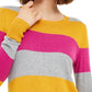 Maison Jules Women's Color Block Long Sleeve Jewel Neck Dark Yellow Size Small