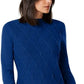 Karen Scott Women's Beaded Cable Mock Neck Sweater Blue Size Medium