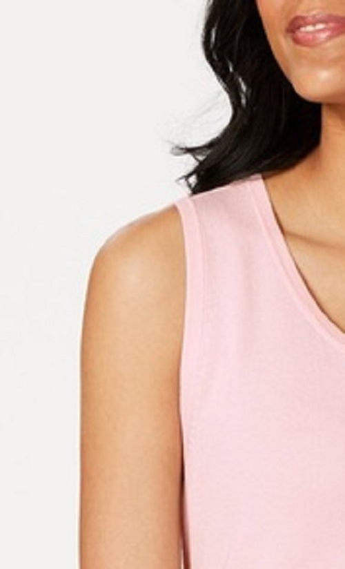 Charter Club Women's Sleeveless Crew-Neck Sweater Pink Size Small