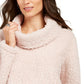 Style & Co Women's Faux Sherpa Cowlneck Sweater Pink Petite Small
