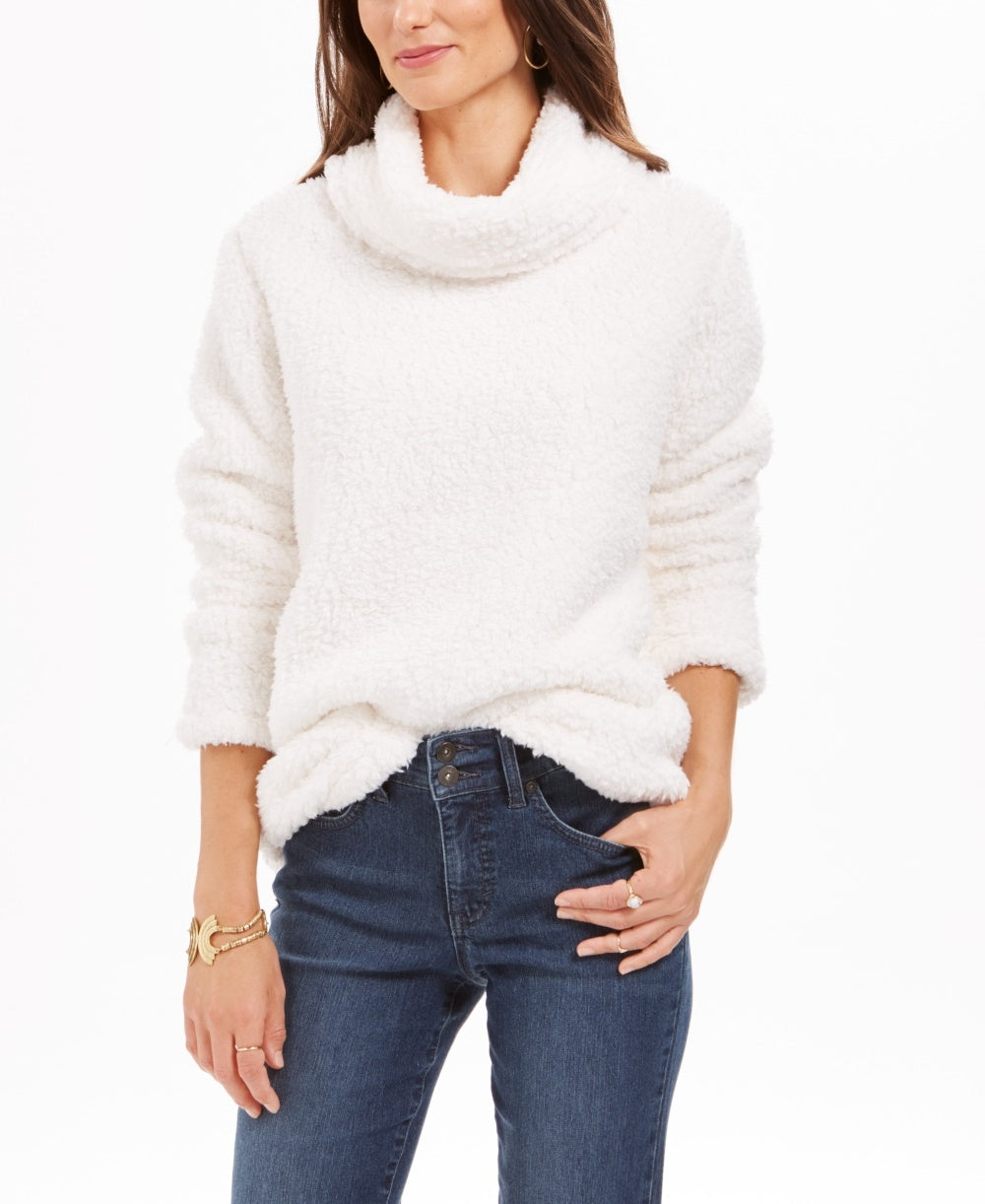 Style & Co Women’s Petite FauxSherpa Cowlneck Sweater White Size Petite Large