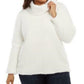 Style & Co Women's Plus Size Cowlneck Faux Sherpa Sweater Natural Size 1X