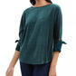 Charter Club Women's Velvet Tie Sleeve Top Green Size X-Large
