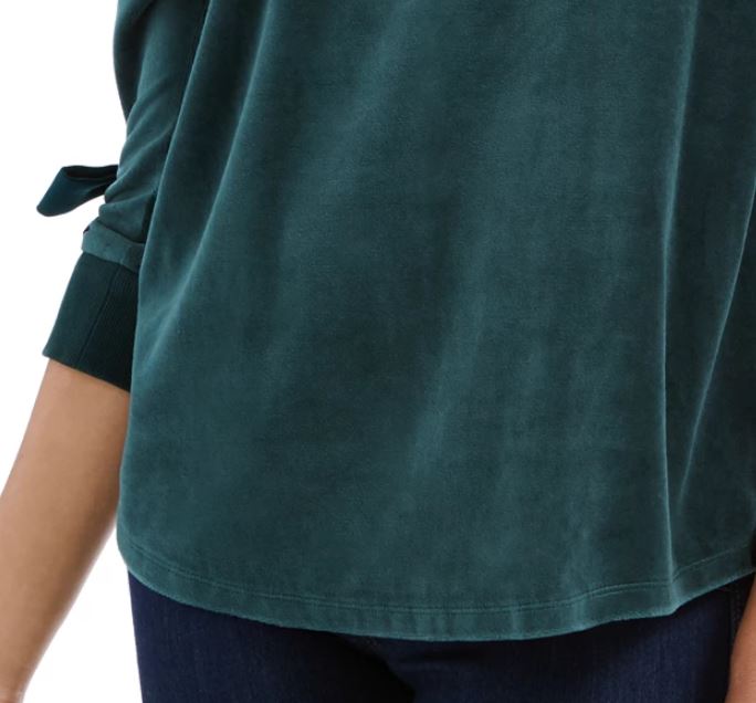Charter Club Women's Velvet Tie Sleeve Top Green Size X-Large