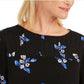 Charter Club Women's Floral Pintucked Top Black Size Petite Small