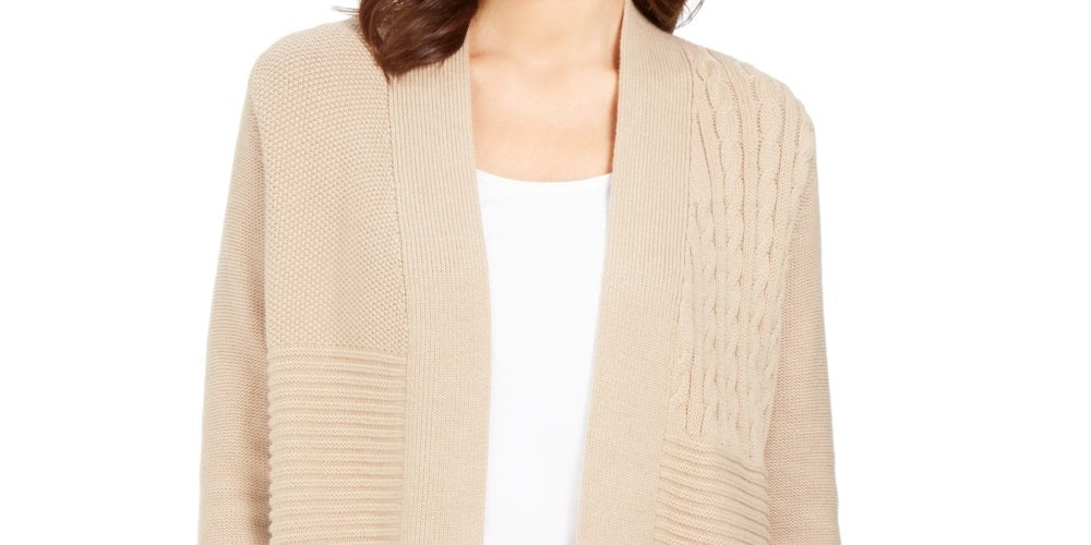 Charter Club Women's Patchwork Cardigan Beige Size Small