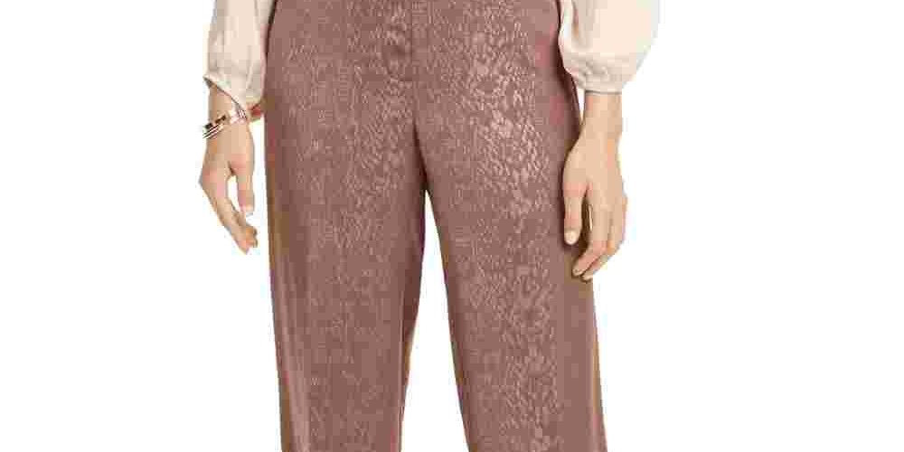 Alfani Women's Jacquard Snake Print Wide Leg Pants Brown Size 4