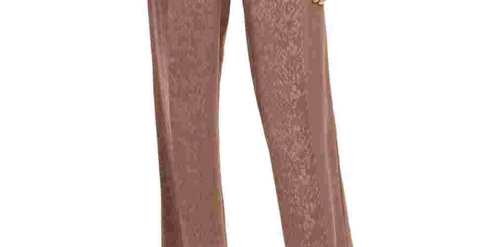 Alfani Women's Jacquard Snake Print Wide Leg Pants Brown Size 4