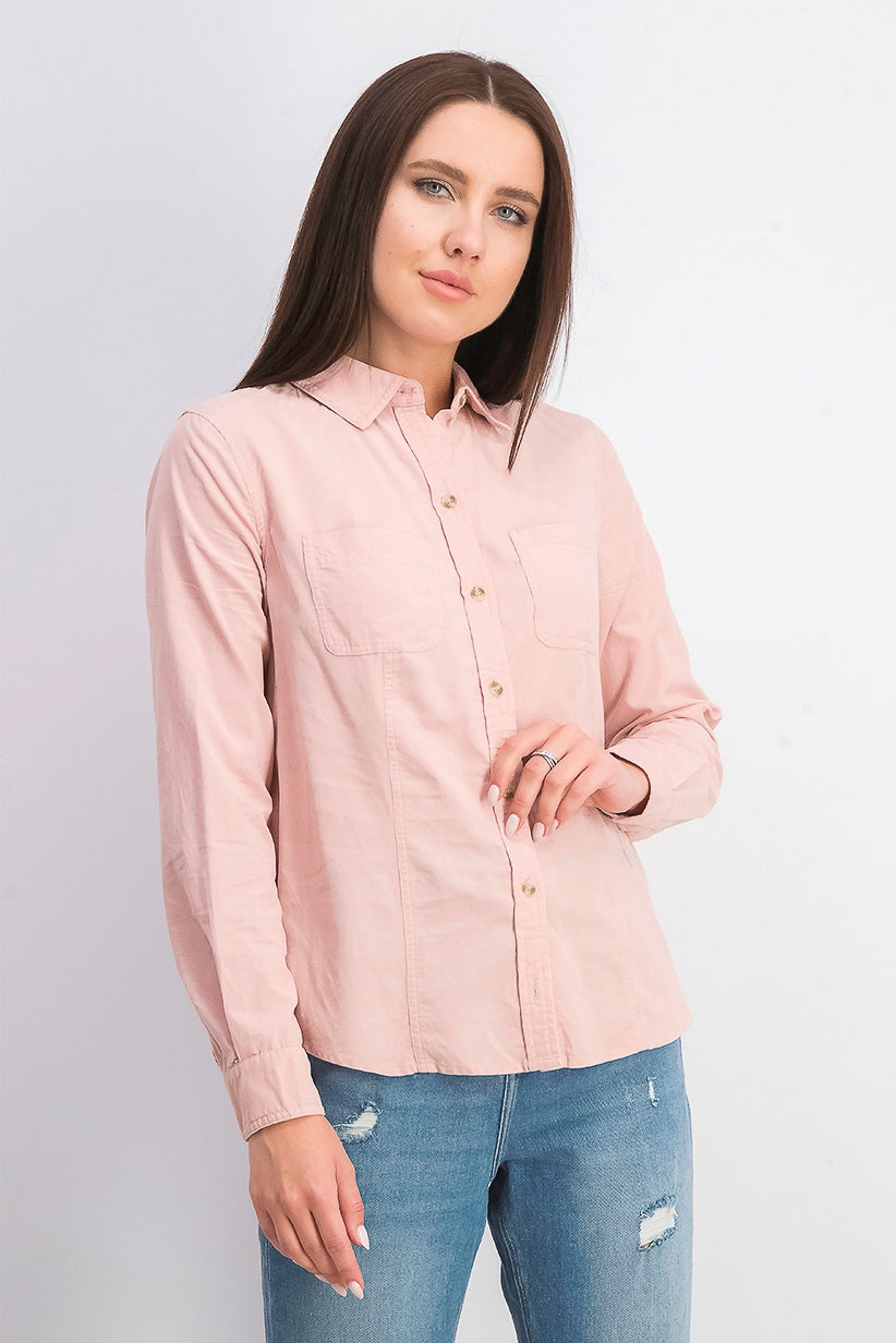 Charter Club Women's Solid Corduroy Shirt Pink Size Extra Small