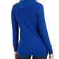 Charter Club Women's Patchwork-Stitch Asymmetrical-Collar Sweater Blue Size X-Large
