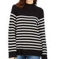 Charter Club Women's Striped Mockneck Sweater Black Size Extra Small