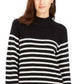 Charter Club Women's Striped Mockneck Sweater Black Size Extra Small