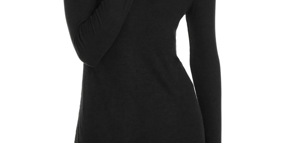 INC International Concepts Women's Asymmetrical Ribbed Tunic Black Size Small