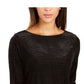 Charter Club Women's Black Velvet 3/4 Sleeve Jewel Neck Top Black Size X-Small