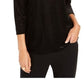 Charter Club Women's Black Velvet 3/4 Sleeve Jewel Neck Top Black Size X-Small
