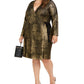 INC International Concepts Women's Plus Size Metallic Animal-Print Dress Gold Size 1X
