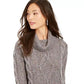 Charter Club Women's Cowl Neck Cable Knit Glitter Sweater Grey Size Large