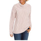 Charter Club Women's Cowl-Neck Cable-Knit Glitter Sweater Pink Size Large