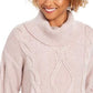 Charter Club Women's Cowl-Neck Cable-Knit Glitter Sweater Pink Size Large