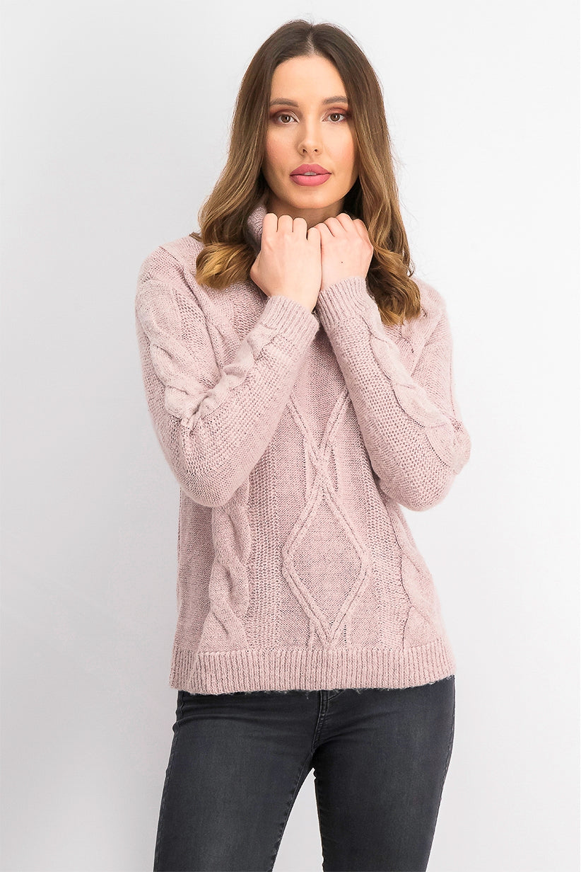Charter Club Women's Petite Cable-Knit Sweater Pink Size Medium